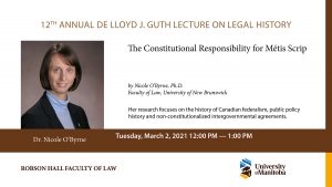 NEW DATE: DeLloyd J. Guth Lecture on Legal History: Dr. Nicole O'Byrne @ Online